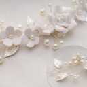 2 x Avxdbr Bride Wedding Hair Vine Floral Head Piece Pearls Handmade Hair Piece Rhinestone Headband for Women for Wedding Engagement Party