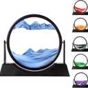 FHFTHYH Moving Sand Art Picture Liquid Motion, 3D Quicksand Decor, Deep Sea Sandscapes with Display Flowing Sand Frame for Relaxing, Desktop Office Home Decoration (Blue)