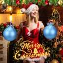 Zubebe 2 Pcs 8" Giant Fillable Christmas Ornaments with Ribbons Oversized Plastic Xmas Balls for Outdoor Lawn Yard Decor, Tree Hanging, Holiday Gifts(Matte Light Blue)