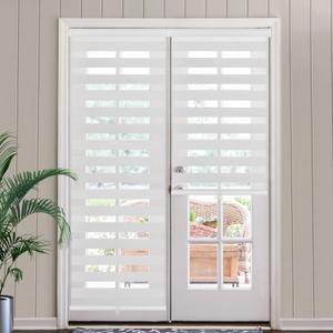SEEYE Cordless Zebra Blinds for Window, French Door Blinds Free-Stop Roller Window Shades with Valance 54" W x 72" H, 95% Blackout Window Treatment Sheer Blinds & Shades Easy to Install, White