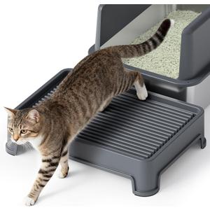 Cat Ramp for Litter Box Elevated Litter Ramp for Cat Litter Boxes, Washable Easy Cleaning Steps with Filter Functions Suitable for Small & Elderly Cats(14"x10"x2.5")