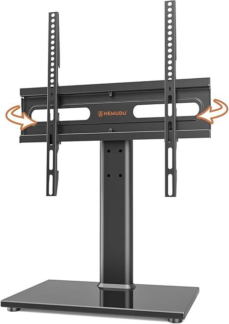 Universal Swivel TV Stand  Table Top TV Stand for 2760 inch LCD LED TVs  Height Adjustable TV Base Stand with Tempered Glass Base & Wire Management, VESA 400x400mm HT06B002