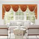 VOGOL Bright Orange Swag Valances for Farmhouse, Soft Touch Thick Fabric Waterfall Valance for Nursery, Privacy Swags Curtains for Living Dining Room, 110 Inches Wide, 1 Panel