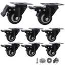 2 Inch Caster Wheels Set of 5, Heavy Duty Casters,with Brake,No Noise Locking Polyurethane (PU) Wheels, for Furniture and Workbench Load 800lbs