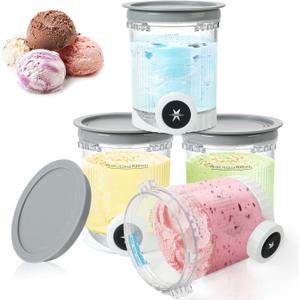 4 Pack CREAMi Pints and Lids Compatible with NC700 Series Ninja Swirl Ice Cream & Soft Serve Makers, BPA-Free & Dishwasher Safe, Replacement for XSK7PNTLD2