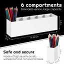 2 Pack Acrylic Makeup Brush Holder 6 Compartments Pencil Organizer Cup Pencil Holder for Desk Pen Organizer Storage Pen Holder for Accessories Cosmetic Brushes Office Bathroom Kitchen Supplies (White)