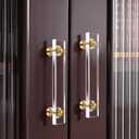 Guank 2-Pack Brass Base Crysta lacrylic Drawer Pulls,Acrylic Crystal Gold Cabinet Knob, Rectangular Kitchen Hardware Pulls, Modern armoire Hardware Pulls