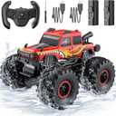 WayEee Amphibious Remote Control Car All Terrain RC Monster Truck Toys/Red | waterproof 4X4 monster truck off-road vehicles 2.4GHz remote control 1/18 Scale rc car toy for kids 6+ boys girls gifts