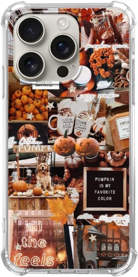 Autumn Pumpkin Case - Compatible with iPhone 16 Pro, Aesthetic Fall Case, Unique Trendy Design TPU Bumper Protective Cover