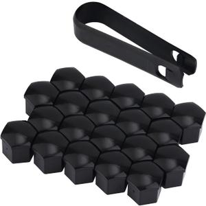 BOXOB 20pcs 21mm Hexagonal Nut Covers, Car Wheel Lug Nut Covers with Removal Tool Wheel Bolt Caps Automotive Exterior Accessories for Most Car (Black)