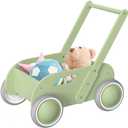 HOMEKOL Wooden Baby Walker,Baby Push Walker, Adjustable Speed Baby Walker for Boys and Girls, Baby Activity Center, Gift for Birthday, Christmas and New Year Green