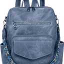 WYFJNX Backpack Purse for Women PU Leather Backpack Ladies Fashion Handbag Designer Shoulder Bag Small Travel Bag Blue