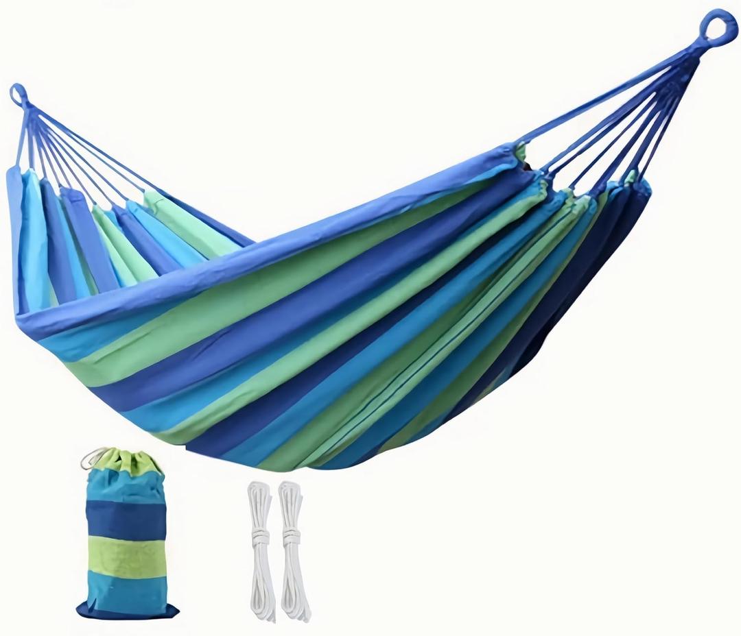 KNC Garden Fabric Camping Hammock with Tree Straps for Hanging Durable Hammock Up to 550lbs,2 Person , Portable Hammock with Travel Bag,Perfect for Camping OutdoorIndoor Patio Backyard, Blue