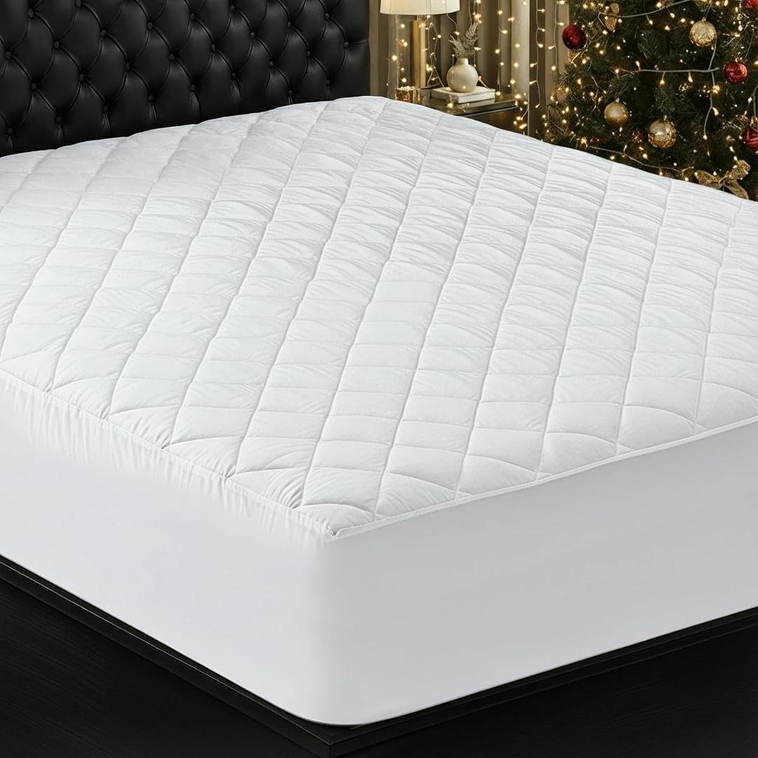 Utopia Bedding Quilted Fitted Mattress Pad, Short Queen Size, Elastic Fitted Mattress Topper Protector and Cover with Deep Pocket Stretches up to 16 Inches, Machine Washable (White)