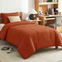 CozyLux Twin Comforter Set Terracotta, 2 Pieces Twin Extra Long Solid Breathable Bedding Set for College Dorm, Twin XL Burnt Orange Luxury Soft Bed Set with Down Alternative Comforter and 1 Pillowcase
