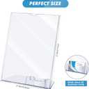 Vicenpal Acrylic Flyer Stand Sign Holder with Business Card Holder 8.5 x 11 Clear Brochure Display Stand with Business Card Pocket for Magazine Pamphlet Booklets Menu Desktop(2 Pcs)