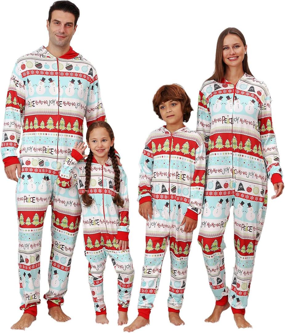 VNVNE Matching Christmas Onesie Pajamas for Women/Men/Couples/Family, Xmas Holiday Long Sleeve One-Piece Adults Pjs Sleepwear (S)