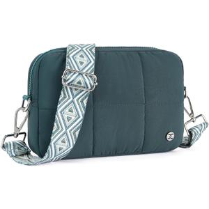 Telena Crossbody Bags for Women Cross Body Purse with Guitar Strap Lightweight Puffer Shoulder Bag for Travel (Green)