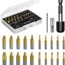 Nuovoware Damaged Screw Extractor Set, 22 PCS Easy Out Stripped Screw Extractor Kit, All-purpose HSS Broken Screw Remover Set with Magnetic Extension Bit Holder & Socket Adapter, Gold