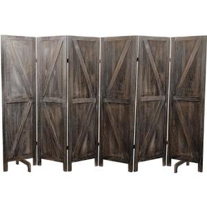 Premium Home 6-Panel Room Divider  Rustic Brown Barn Door, K Pattern Folding Privacy Screen, Partition Wall Premium Home 6-Panel Room Divider  Rustic Brown Barn Door, K Pattern Folding Privacy Screen, Partition Wall