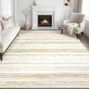 Tortania Area Rug Living Room Rugs - 8x10 Washable Large Soft Neutral Boho Moroccan Bohemian Farmhouse Rug Indoor Floor Carpet for Bedroom Under Dining Table Home Office Decor - Golden