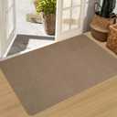 1/10 Inch Ultra Thin Doormat Indoor,Brown 32x48 Non Slip Absorbent Resist Dirt Entrance Rug, Washable Front Door Mat, Low Profile Inside Floor Mat Doormats for Entryway