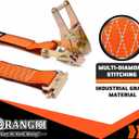 ORANGEE 4 Pack 15FT x 2IN E Track Ratchet Strap 4500lb Breaking Strength for Container, Cargo Vans, Trailer Load Hi Visible Neon Orange Color