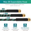 Garden Hose 100 ft, 2026 No Kink Expandable Water Hose 100ft with 10 Function Nozzle, Solid Metal Fittings, Durable Outer Fabric, Lightweight, Flexible, Leak-proof, Stretchy for Watering, Car Washing