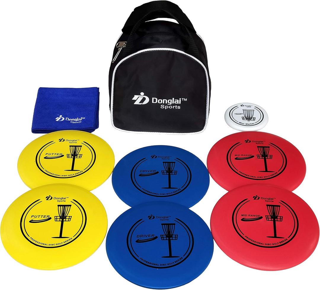 Disc Golf Starter Set/Disc Golf Beginner Set, Included 2X Driver, 2xMid-Range, 2xPutter, Carry Bag, Towel and mini Marker,Disc Golf Beginner Set