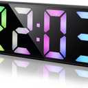Lafocuse LED Colorful Digital Alarm Clock for Kids Bedroom with 6.7" Large Display, Snooze, Cord/Battery Powered, Adjustable Brightness, Date, Temperature, Bedside Clock for Heavy Sleepers Office (Multicolor)