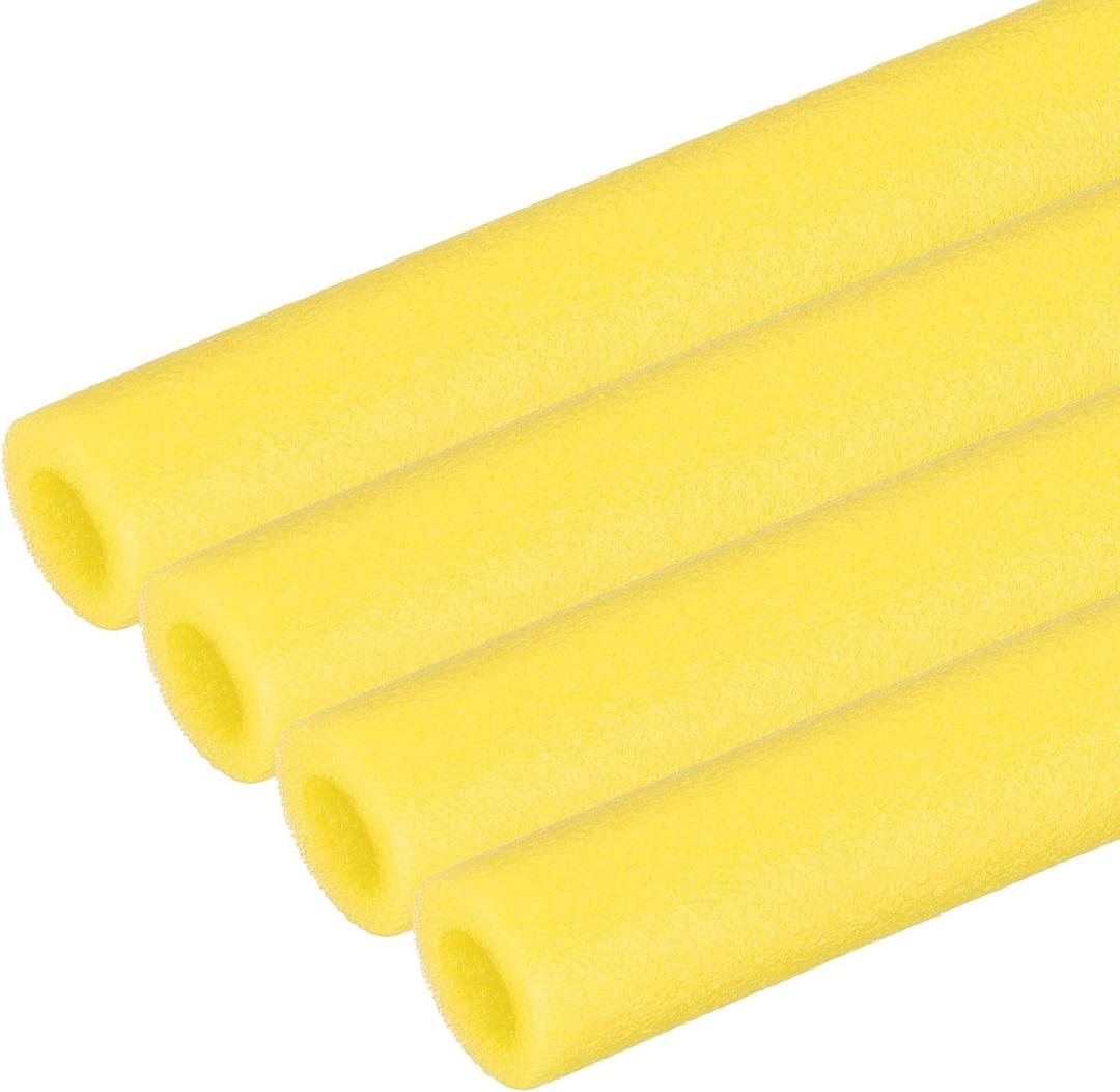 PATIKIL 4 Pcs Pipe Insulation Foam Tube, Heat Preservation Foam Pipe Tubing Covers 3/ 8" (10mm) ID x 3.3FT x 13/ 16" OD for Handle Heat Water Pipe Freeze Protection, Yellow