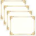 Empire Gold & White Parchment Certificate Papers - Pack of 100, Not FOIL, Laser & Inkjet Printer Compatible, For Office, Business Awards, Graduation, School Diplomas, 8-1/2" x 11" on 60 lb.Text Stock