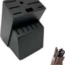 Wooden Kitchen Knife Block Holder, Universal Knife Storage Rack with 6 Slot, Kitchen Counter-Top Organizer for Home Chefs, Cooking Tool Set, Without Knives (black, 14 slot)
