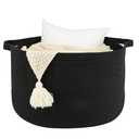 XUANGUO Large Cotton Rope Basket Blankets Basket Living Room 22"x14" Toy Baskets for Kids and Dogs Rope Storage Baskets for Nursery Woven Laundry Baskets for Clothes Towels round black