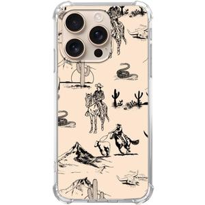 Vintage Cowboy Case Compatible with iPhone 16 Pro, Wild West Mountain Cactus Case for iPhone 16 Pro, Cool TPU Shockproof Case Cover