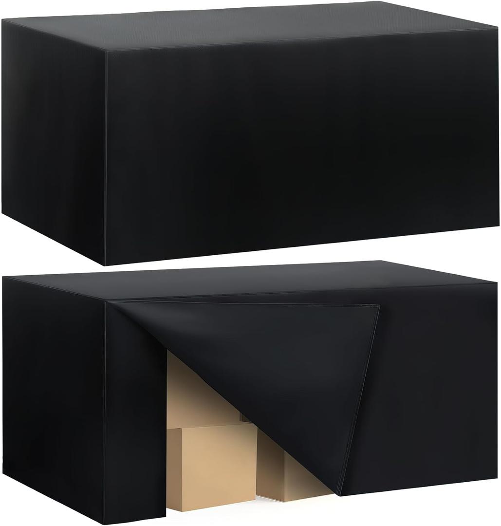 Ascoza 2 Pack Fitted Tablecloth for 6 Foot Rectangle Tables 72 x 30 Inch Black Table Covers Water Resistant Polyester Table Cloth for Wedding, Parties,Display, Trade Show (Black)