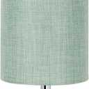 Yarra-Decor Bedside Lamp with USB Port - Touch Control Table Lamp for Bedroom 3 Way Dimmable Nightstand Lamp with Round Denim Fabric Shade for Living Room, Dorm, Home Office (LED Bulb Included) (Light Denim Blue)