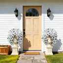 HyeFlora Artificial Flowers for Outdoors, 2pcs Faux Hanging Morning Glory Silk Fake Flowers Lifelike Artificial Plants UV Resistant Flowers for Outside Planter Patio Garden Porch Decor (White)