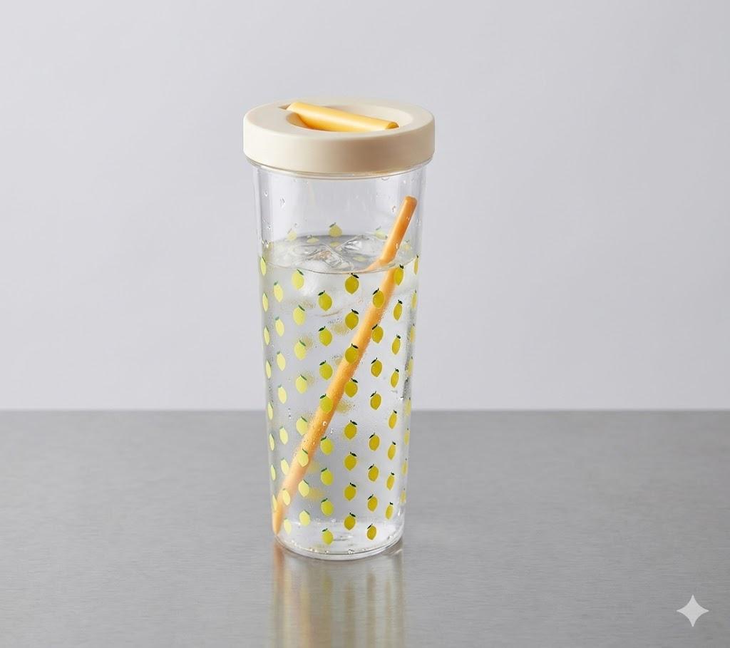 Plastic Sipper & Straw Lemon Edition