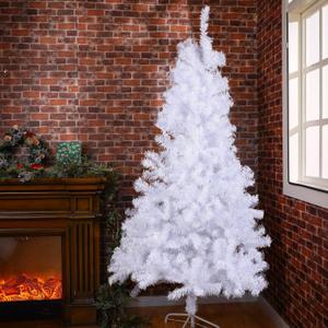 Realspring 6ft White Christmas Half Tree Artificial Christmas Pine Tree White PVC Xmas Tree with Solid Metal Stand for Wall Corner Xmas Themed Party Decoration Indoor Outdoor Living Room Decor