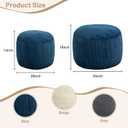 Round Stuffed Pouf Ottoman,Corduroy Foot Rest with Rebound Foam Filled, Furry and Fluffy Foot Stool Ottoman,26"*18" Floor Poufs for Living Room (Blue, 26" D x 26" W x 18" H)