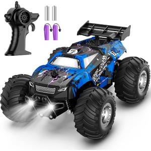 Remote Control Car, All-Terrain Remote Control Truck for Boys 8-12, Headlight, 1:20, 10KM/H, 2.4GHZ, Speed-Friendly, Sturdy, Rechargeable RC Cars for Boys 4-7 Christmas, Beginner, Kids 6-12 (Blue)