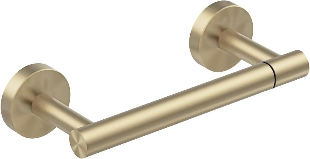 BWE Brushed Gold Toilet Paper Holder Wall Mounted Double Post Pivoting Toilet Tissue Holders SUS 304 Stainless Steel Toilet Roll Holder for Bathroom Kitchen and RV Washroom
