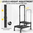 2 Step Stool with Handle for Elderly Adults and Seniors Heavy Duty Non Slip Bed Steps for High Beds with Adjustable Handrail 400 lbs Capacity for Kitchen Bathroom Bathtub