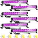 6 Pack LED Black Lights, Blacklight Bar Light Up to 3000ft Area with Switch+Plug+6ft Cable, Glow Party Light Supply for Halloween, Fluorescent Poster, Body Paint, Birthday, Bedroom, Classroom