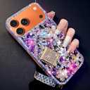 for iPhone Air Case Bling Girly Cute for Women Girls, Luxury 3D Diamond Design Shiny Glitter Rhinestone Pearl Flowers Protective Phone Case