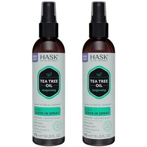 HASK Invigorating TEA TREE OIL 5-in-1 Leave In Conditioner Spray for all hair types, color safe, gluten free, sulfate free, paraben free - TEA TREE 2 PIECE SET