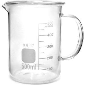QWORK 500ml Beaker Mug with Handle, Borosilicate Glass Measuring Cup