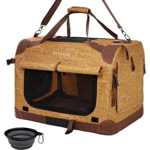 Extra Large Cat Carrier Soft Sided, Portable Small Dog Carrier for 2 Cats, 24"x16.5"x16" Car Travel Folding Comfortable Design, Yellow