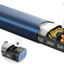 Metal Weekly Pill Organizer, Serfeymi Aluminum Daily Pill Box(Spare Gasket Provided),7 Day Pill Case Travel Medicine Organizer,Pill Containers with Individual Lid for Vitamins,Pills, Supplement-Blue (With Lid 6.5in*2in*1.3in)